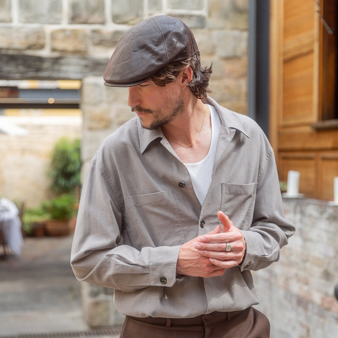 Nappa Leather Flat Cap-IT203