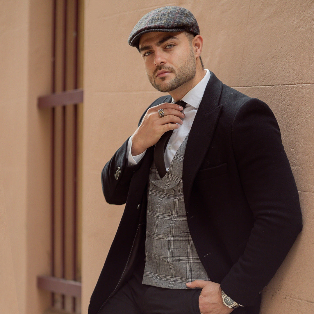Plaid Italian Flat Cap-IT226