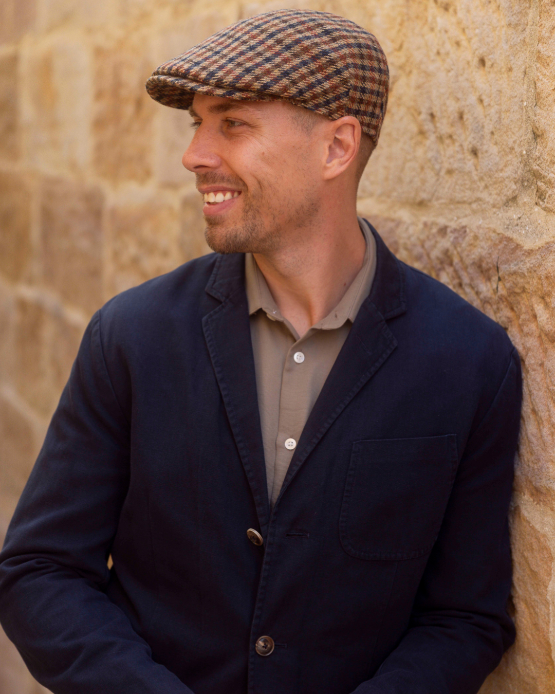 Houndstooth Check Flat Cap-IT238