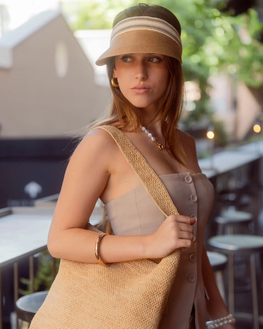 Crocheted Raffia Tote Bag-RB101