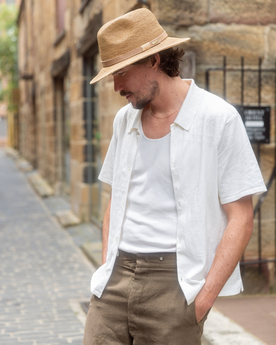 Crocheted Raffia Fedora-SD033