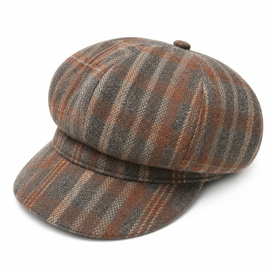 Women's Plaid Newsboy Cap-SY525