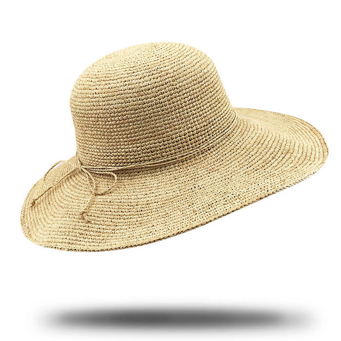 Raffia Straw Lightweight Breathable Striped Sun Hat, Made in Madagascar 