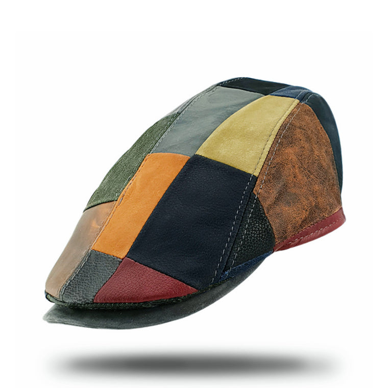 Patch Leather Flat Cap-IT204