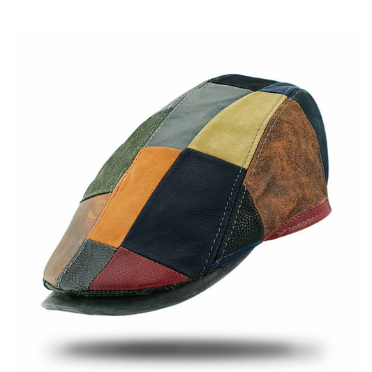 Patch Leather Flat Cap-IT204