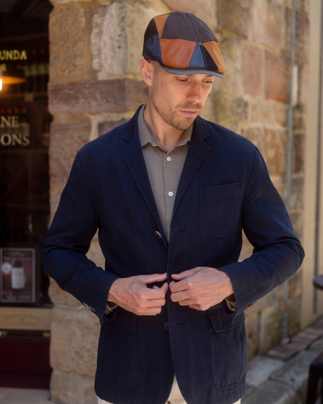 Patch Leather Flat Cap-IT204