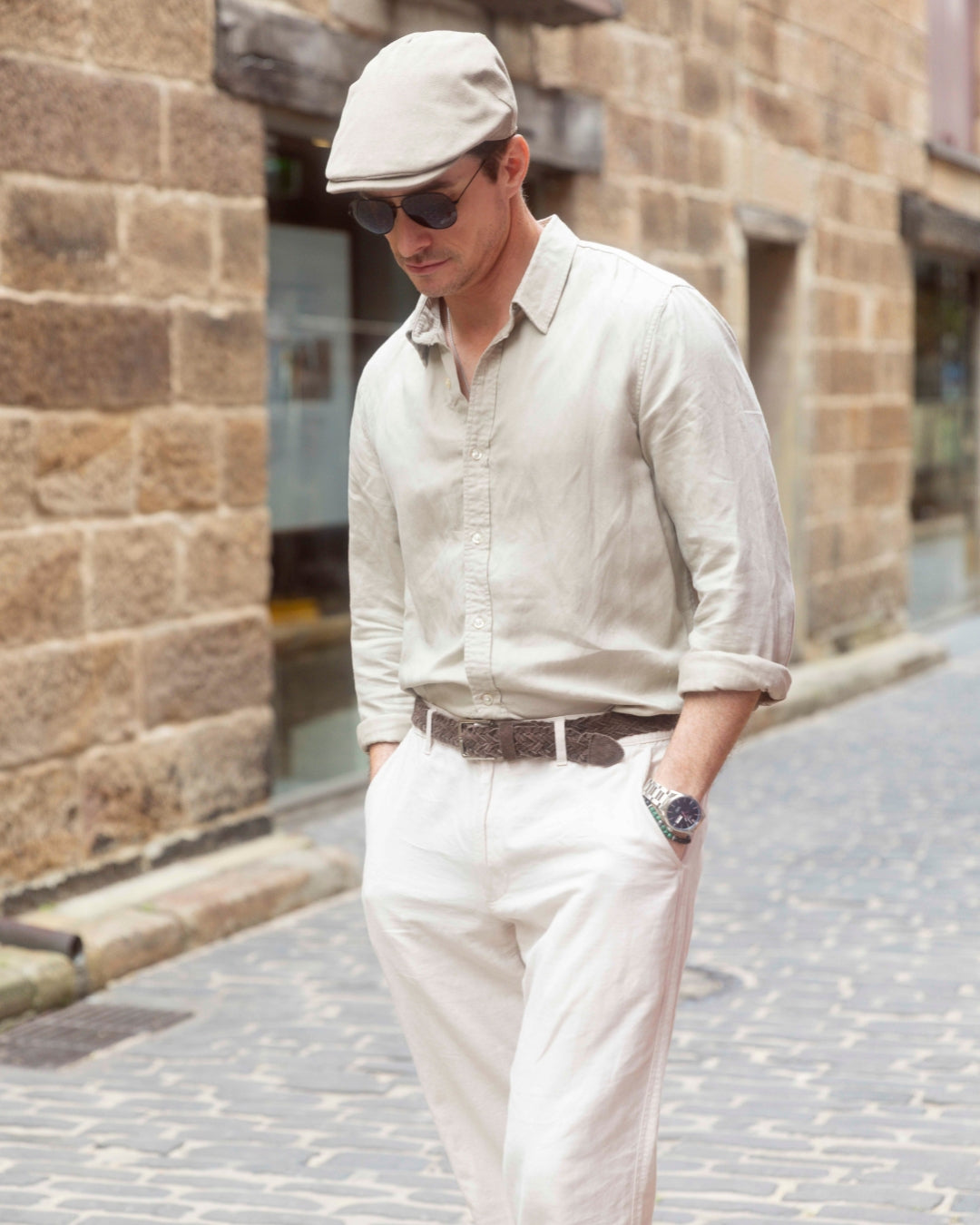 Linen Flat Cap-IT215