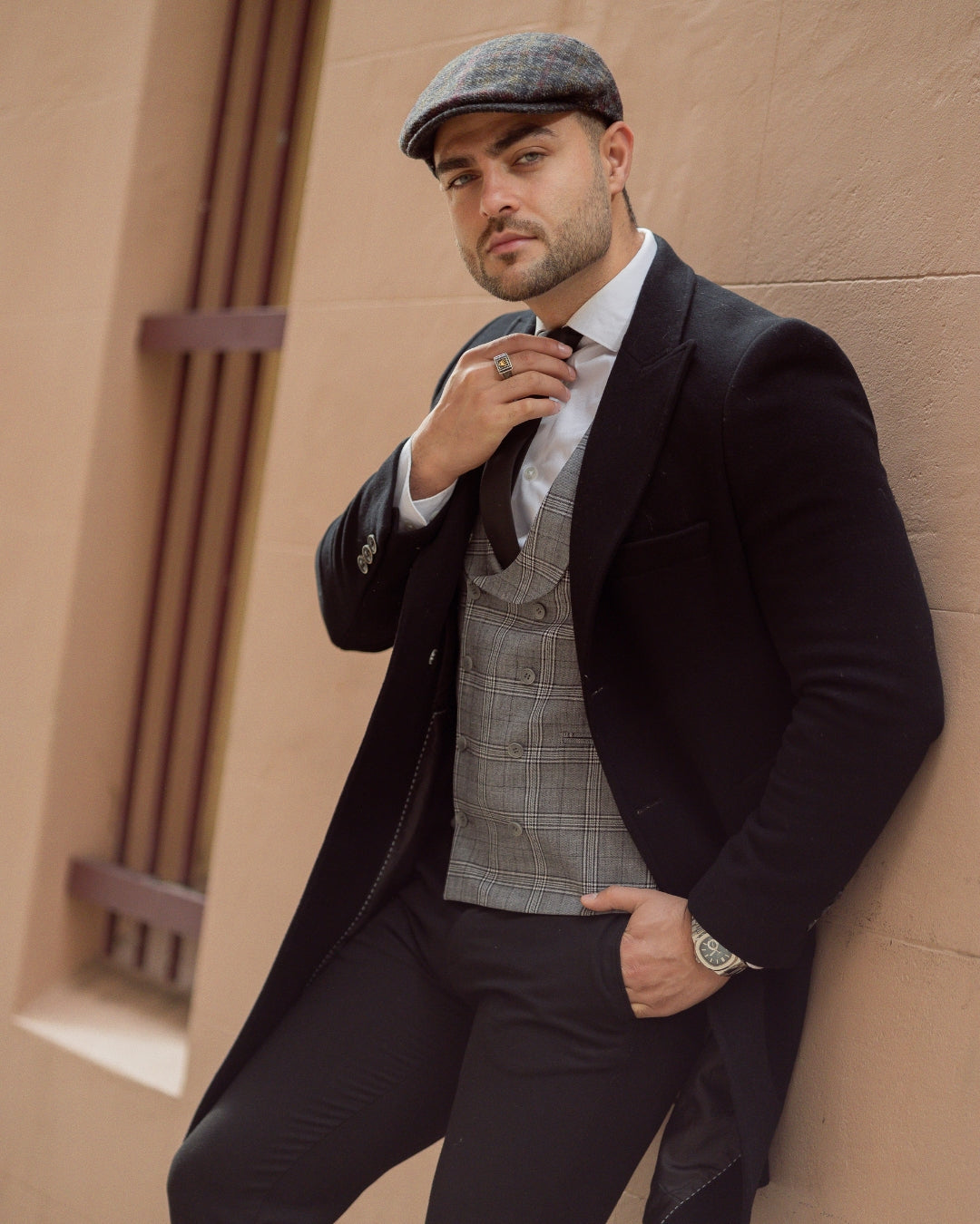 Wool Plaid Italian Flat Cap-IT226