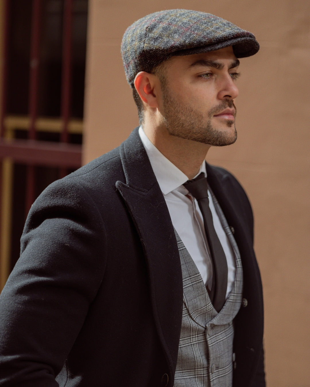 Wool Plaid Italian Flat Cap-IT226
