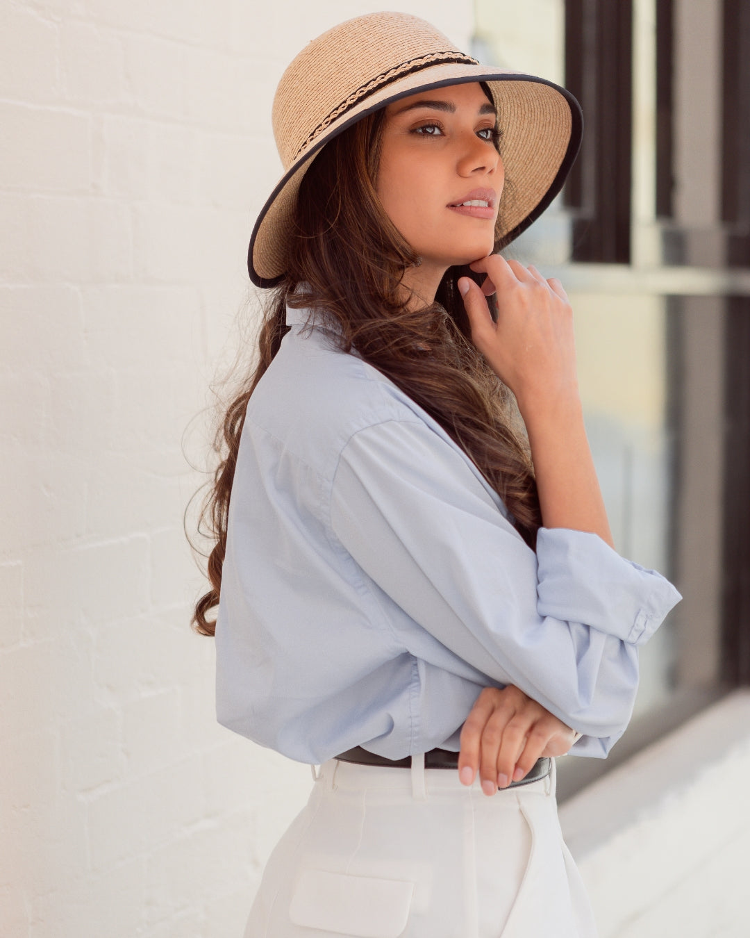 Women's Raffia Cloche Hat-SL352