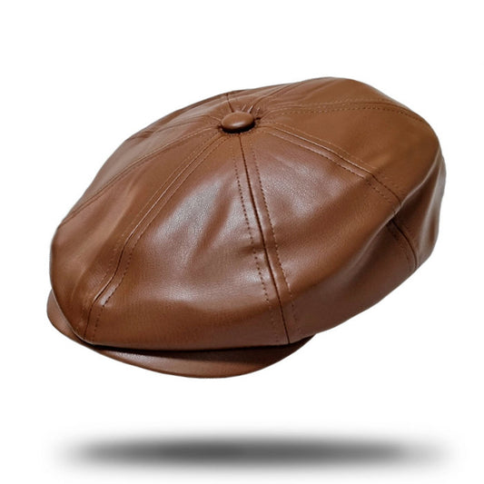 Leather Newsboy Cap-SY366