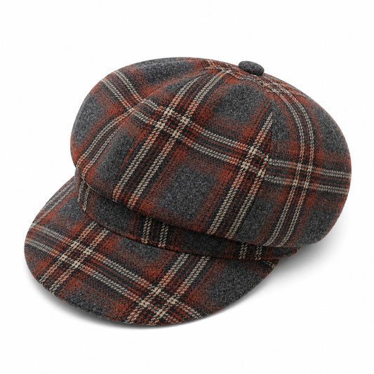 Women's Plaid Newsboy Cap-SY525